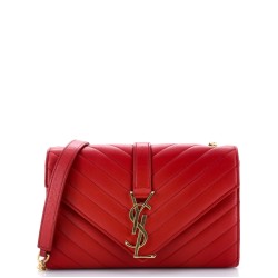 Classic Monogram Envelope Satchel Matelasse Chevron Leather Small