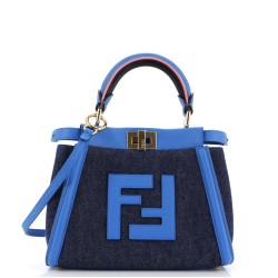 Peekaboo Bag Denim with FF Leather Applique Mini
