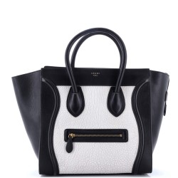 Bicolor Luggage Bag Crocodile Embossed Leather Mini