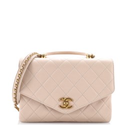 Gold Top Handle Bag Quilted Lambskin Medium