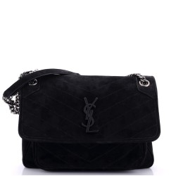 Niki Chain Flap Bag Matelasse Chevron Suede Medium
