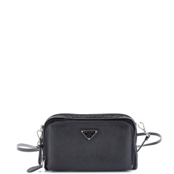 Double Zip Camera Bag Tessuto and Saffiano Leather Mini