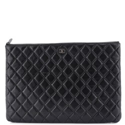 O Case Clutch Quilted Perforated Lambskin Large