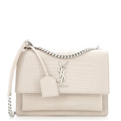 Sunset Crossbody Bag Crocodile Embossed Leather Medium