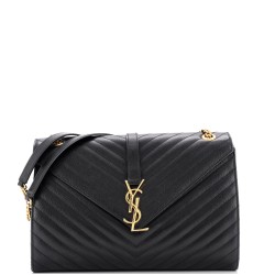 Classic Monogram Envelope Satchel Matelasse Chevron Leather Large