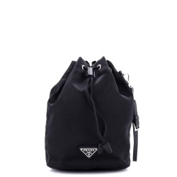 Drawstring Wristlet Bucket Bag Tessuto Small
