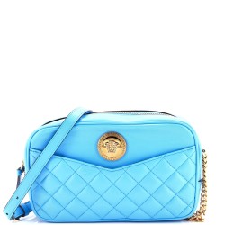 Medusa Icon Front Slip Pocket Camera Bag Quilted Leather Medium