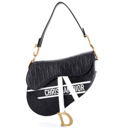 Saddle Handbag Oblique Embossed Calfskin Medium