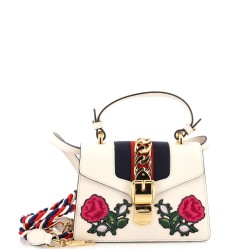 Sylvie Top Handle Bag Embroidered Leather Mini