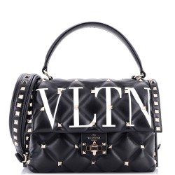 VLTN Candystud Top Handle Bag Printed Leather Medium