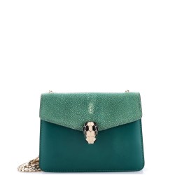 Serpenti Forever Square Shoulder Bag Leather and Stingray Small