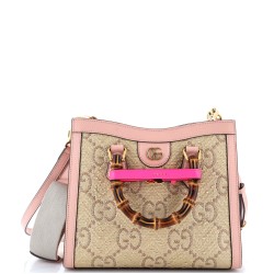 Diana NM Bamboo Handle Tote GG Raffia Small