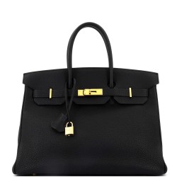 Birkin Handbag Noir Togo with Gold Hardware 35