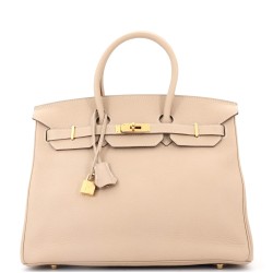 Birkin Handbag Light Clemence with Gold Hardware 35