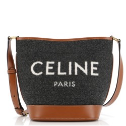 Cuir Logo Bucket Bag Felt with Leather Small