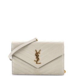 Classic Monogram Wallet on Chain Matelasse Chevron Leather Small