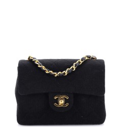 Vintage Square Classic Single Flap Bag Quilted Jersey Mini