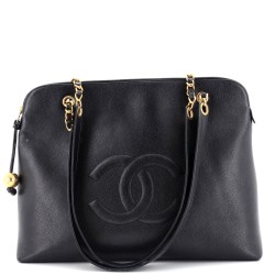 Vintage Timeless Zip Tote Caviar Medium