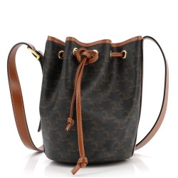 Drawstring Bucket Bag Triomphe Coated Canvas Small