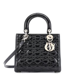 Lady Dior Bag Cannage Quilt Patent Medium