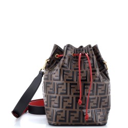 Mon Tresor Bucket Bag Zucca Embossed Leather Small