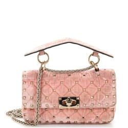 Rockstud Spike Flap Bag Quilted Velvet Small