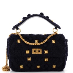 Roman Stud Flap Bag Quilted Knit Large