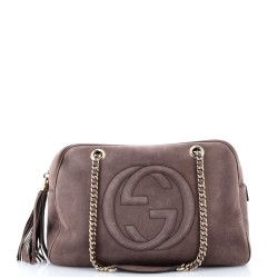 Soho Chain Zip Shoulder Bag Nubuck Medium