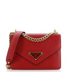 Flip Lock Chain Shoulder Bag Saffiano Leather Small