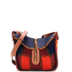 Hammock Bag Leather and Tweed Small