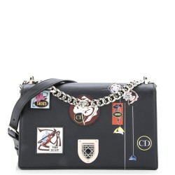 Diorama Flap Bag Patch Embellished Leather Medium