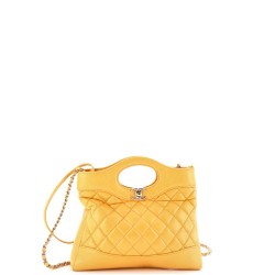 31 Shopping Bag Clutch with Chain Quilted Shiny Lambskin Small