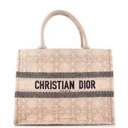 Book Tote Cannage Embroidered Raffia Medium