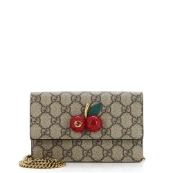 Cherries Wallet on Chain GG Coated Canvas Mini