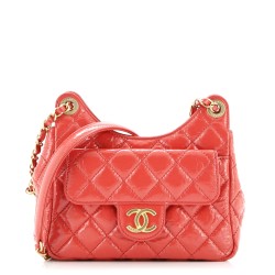 Wavy CC Hobo Quilted Crumpled Calfskin Small
