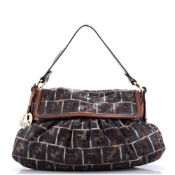 Chef Flap Bag Multicolor Zucca Canvas with Lizard Embossed Leather Medium