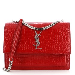 Sunset Crossbody Bag Crocodile Embossed Leather Medium