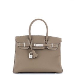 Birkin Handbag Grey Epsom with Palladium Hardware 30