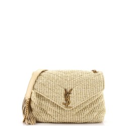 Loulou Shoulder Bag Matelasse Chevron Raffia Small