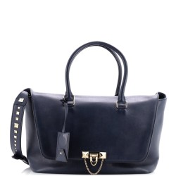 Demilune Flap Satchel Leather Medium
