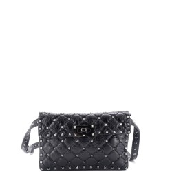 Rockstud Spike Flap Shoulder Bag Quilted Leather Small