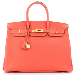 Birkin Handbag Rouge Pivoine Togo with Gold Hardware 35