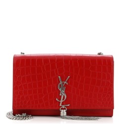 Classic Monogram Tassel Crossbody Bag Crocodile Embossed Leather Medium