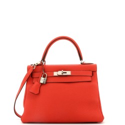 Kelly Handbag Rouge Pivoine Clemence with Palladium Hardware 28