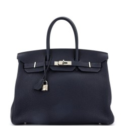 Birkin Handbag Bleu Nuit Togo with Palladium Hardware 35