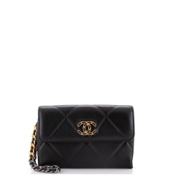 19 Flap Pouch with Chain Handle Quilted Lambskin