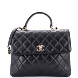 Trendy CC Top Handle Bag Quilted Lambskin Large
