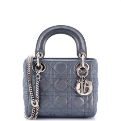 Lady Dior Chain Bag Cannage Quilt Iridescent Leather Mini