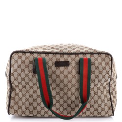Web Carry On Duffle Bag GG Canvas with Leather Medium
