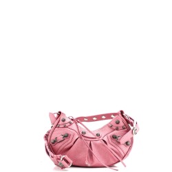 Le Cagole Giant Studs Shoulder Bag Glitter Leather XS